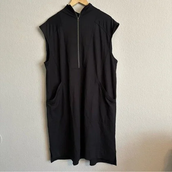 Maurices 24/7 Zip Up Front Sleeveless  Black Pockets Lagenlook Soft Dress Sz 1X - Picture 2 of 13